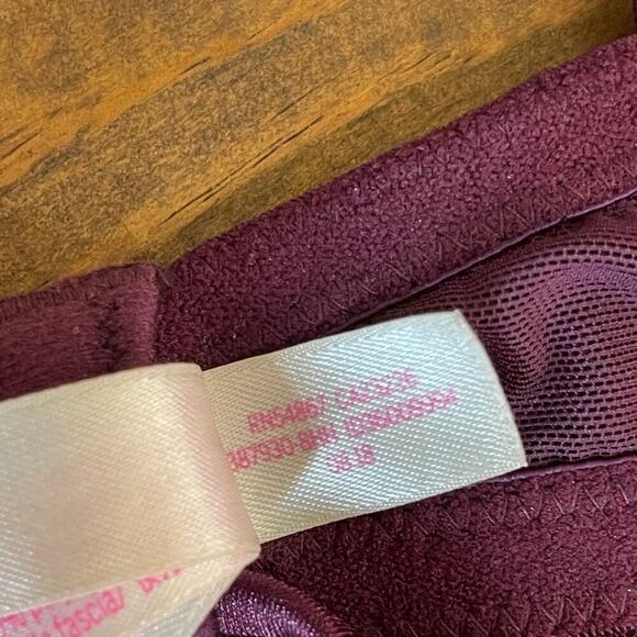 Pink Victoria's Secret Date Wireless Push Up Bra Burgundy Lace Women's 36DDD - Picture 7 of 8